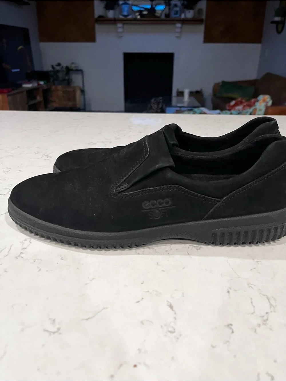 ECCO Soft Black Suede Leather Slip On Loafers Sneaker Comfort Size 42 /11-11.5